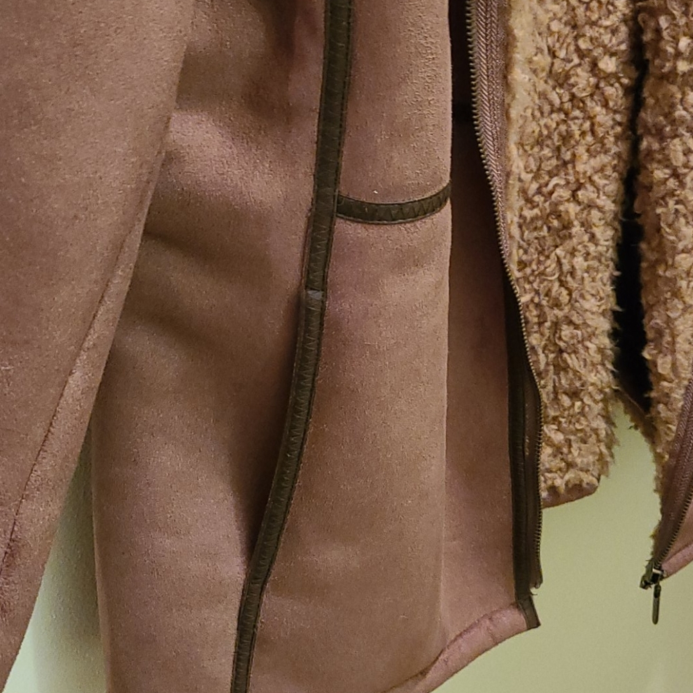 Faux Fur Leather Sheepskin Coat Jacket Two Tone Cato - Picture 6 of 10